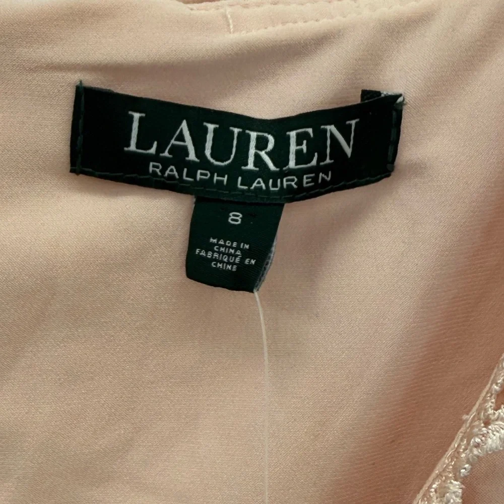 Lauren Ralph Lauren Blush Pink Lace Sheath V-Neck Sleeveless Cocktail Dress SZ 8 - Picture 15 of 15